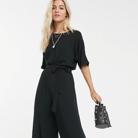 Boutique Pants - Black Loose Drop Crotch Jumpsuit
